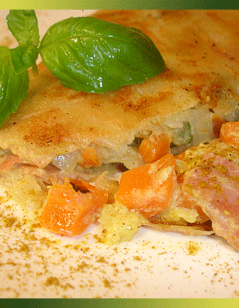 Bricks de légumes et jambon au curry